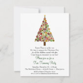 Concentrische cirkels kerstboomfeest uitnodiging (Voorkant)