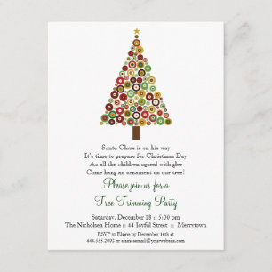 Concentrische cirkels kerstboomfeest uitnodiging