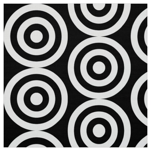 Concentrische cirkels - wit op zwart stof (Swatch)