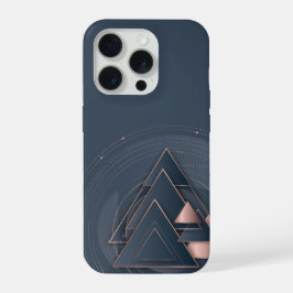 Concentrische Driehoeken Roze Goud Lijnkunst Moder iPhone 15 Pro Case