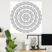 Concentrische golfmandala kleurplaat poster (Thuiskantoor)