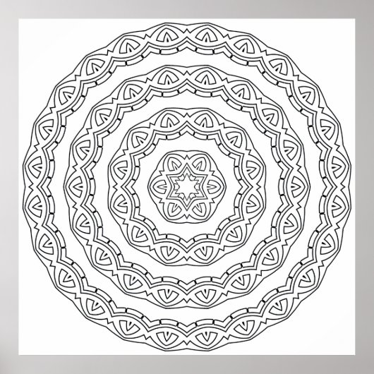 Concentrische golfmandala kleurplaat poster (Voorkant)