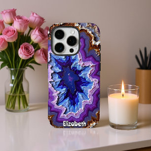 concentrische Paarse agaat-segmentcentrum iPhone 16 Pro Hoesje