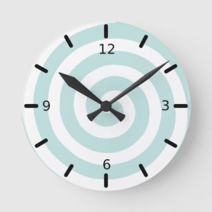 Concentrische spiraal in turquoise & wit ronde klok