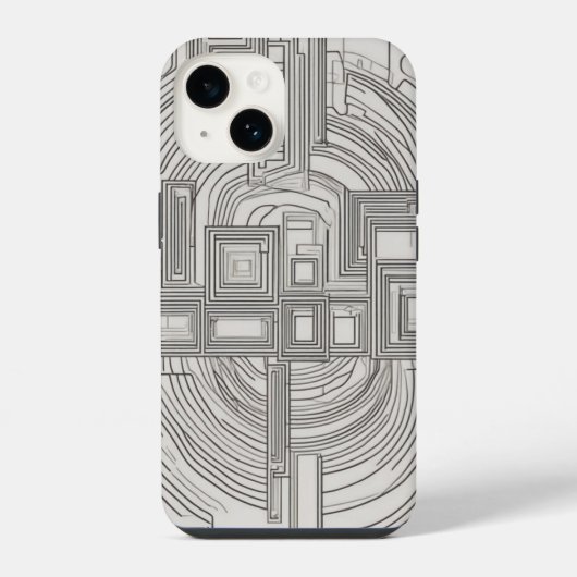 Concentrische Vierkanten Lijn Kunst iPhone Hoesje (Achterkant)