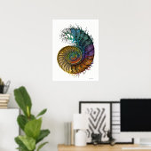 Concept Ammonietfossil in levendige inktkleuren Poster (Thuiskantoor)