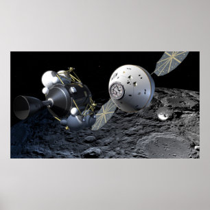 Concept Art van Orion Spacecraft in Lunar Orbit Poster