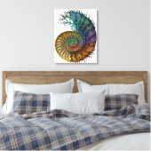 Concept Fossil Ammoniet in levendige inktkleuren Canvas Afdruk (Insitu (Slaapkamer))