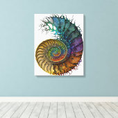 Concept Fossil Ammoniet in levendige inktkleuren Canvas Afdruk (Insitu (Houten vloer))