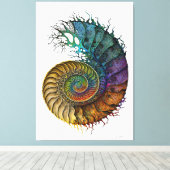 Concept Fossil Ammoniet in levendige inktkleuren Canvas Afdruk (Insitu (Houten vloer))