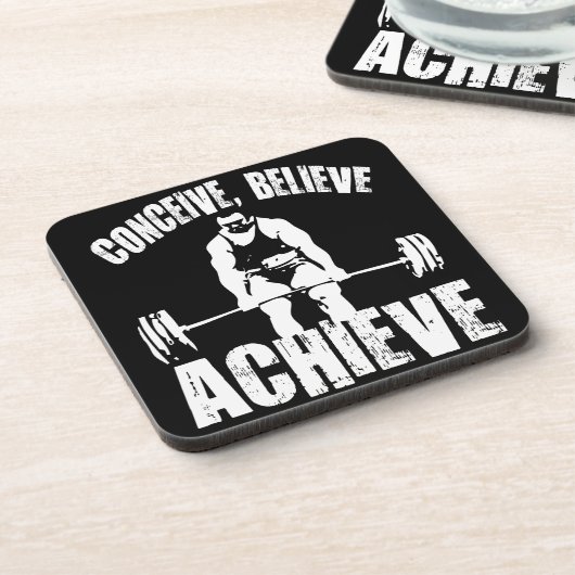 Concept, geloof, realiseer - Motivatie resultaat Bier Onderzetter (Linkerzijde)