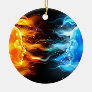 Concept voor opposietvlakken keramisch ornament