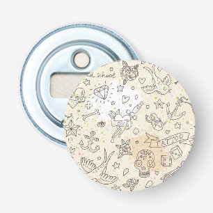 Conceptpatroon tattoo button flesopener