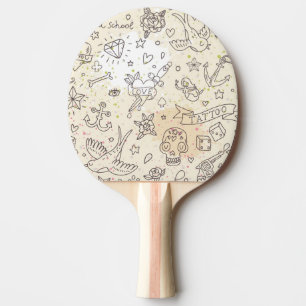 Conceptpatroon tattoo tafeltennisbatje
