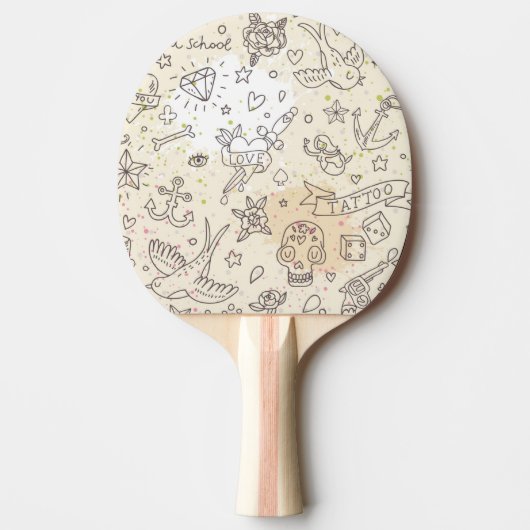Conceptpatroon tattoo tafeltennisbatje (Voorkant)
