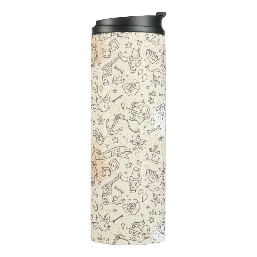 Conceptpatroon tattoo thermosbeker (Gedraaid links)