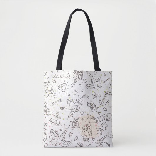 Conceptpatroon tattoo tote bag (Voorkant)