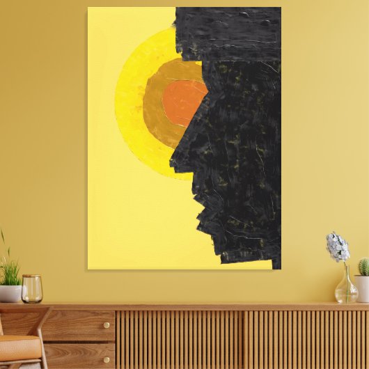 Conceptueel Abstract Silhouet en Zon Canvas Afdruk (Insitu (Woonkamer))
