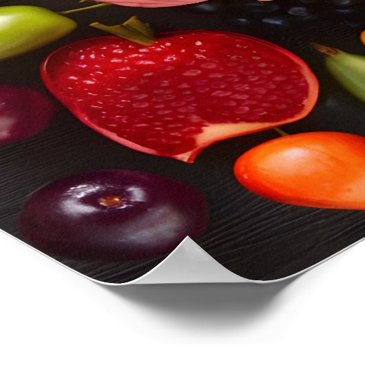 Conceptueel Afbeelding van Hersenen en Vruchten Poster (Hoek)