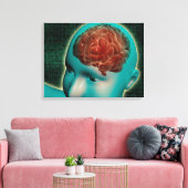 Conceptueel Afbeelding van het Vrouw met brein 1 Canvas Afdruk (Insitu (Woonkamer))