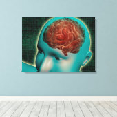Conceptueel Afbeelding van het Vrouw met brein 1 Canvas Afdruk (Insitu (Houten vloer))