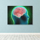 Conceptueel Afbeelding van het Vrouw met brein 2 Canvas Afdruk (Insitu (Houten vloer))