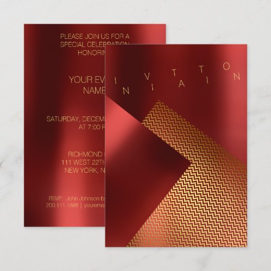 Conceptueel evenement Chaveron Metal Red Ruby Gold Kaart (Voorkant / Achterkant)