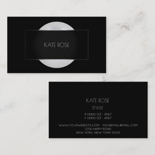 Conceptueel parelgrijs zwart Silver Round Lijst Vi Visitekaartje (Voorkant / Achterkant)