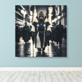 Conceptuele kunstmuur: Gorilla in monastieke gewad Canvas Afdruk (Insitu (Houten vloer))