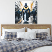 Conceptuele kunstmuur: Gorilla in monastieke gewad Canvas Afdruk (Insitu (Slaapkamer))