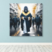 Conceptuele kunstmuur: Gorilla in monastieke gewad Canvas Afdruk (Insitu (Houten vloer))