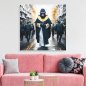 Conceptuele kunstmuur: Gorilla in monastieke gewad Canvas Afdruk (Insitu (Woonkamer))