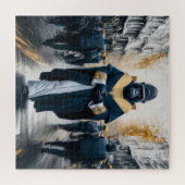 Conceptuele kunstmuur: Gorilla in monastieke gewad Legpuzzel (Horizontaal)