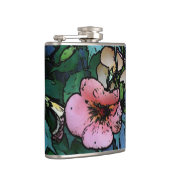 Conceptuele roze bloemen en bladeren uniek heupfles (Rechts)