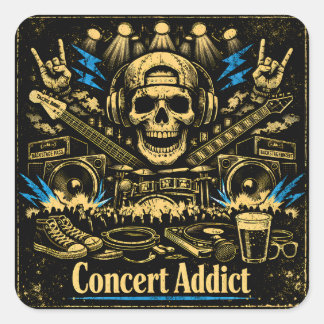 Concert Addict – Live Music Fan Culture Vierkante Sticker