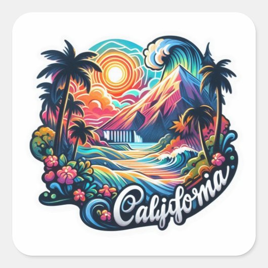 CONCERT CALIFORNIA FIRE SLEUTELHANGER VIERKANTE STICKER (Voorkant)