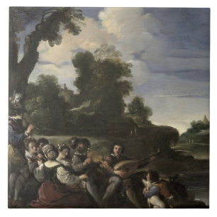 Concert Champetre, 1617 (olie op het paneel) Tegeltje