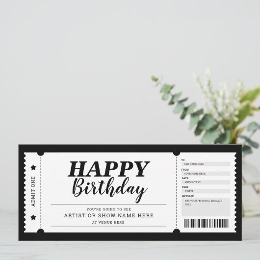 Concert Evenement Show Cadeaubiljet Elke Gelegenhe Kaart (Staand voorkant)