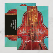 CONCERT, MUSIC, WEDDING, Red Blue Turquoise Champa Kaart (Voorkant / Achterkant)