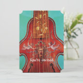 CONCERT MUSIC, WEDDING, Red Blue Turquoise Lirone Kaart (Staand voorkant)