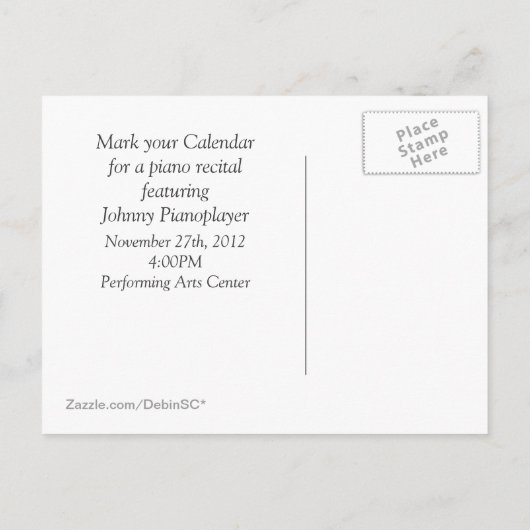 Concert of overweging Save the Date Briefkaart (Achterkant)