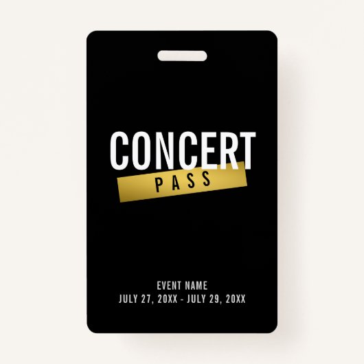 Concert Pass Muziekfestival Modern VIP Badge (Voorkant)