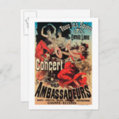 Concert Poster on Avenue Champs-Elysees Briefkaart (Voorkant / Achterkant)