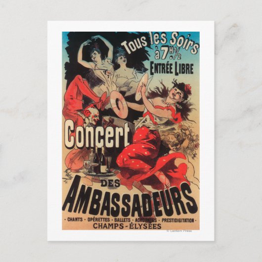 Concert Poster on Avenue Champs-Elysees Briefkaart (Voorkant)