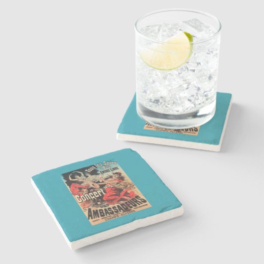 concert Poster op Avenue de Champs-Elysées Stenen Onderzetter (Zijkant)