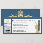 Concert Ticket Bar Mitzvah Invitation Navy Blue Kaart (Voorkant / Achterkant)