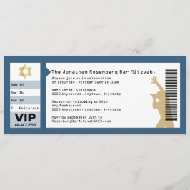 Concert Ticket Bar Mitzvah Invitation Navy Blue Kaart