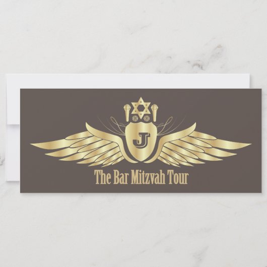 Concert Ticket Bar Mitzvah Save the Date in Bruin Kaart (Achterkant)