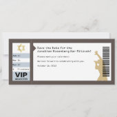 Concert Ticket Bar Mitzvah Save the Date in Bruin Kaart (Voorkant)