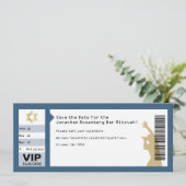 Concert Ticket Bar Mitzvah Save the Date in Navy (Staand voorkant)
